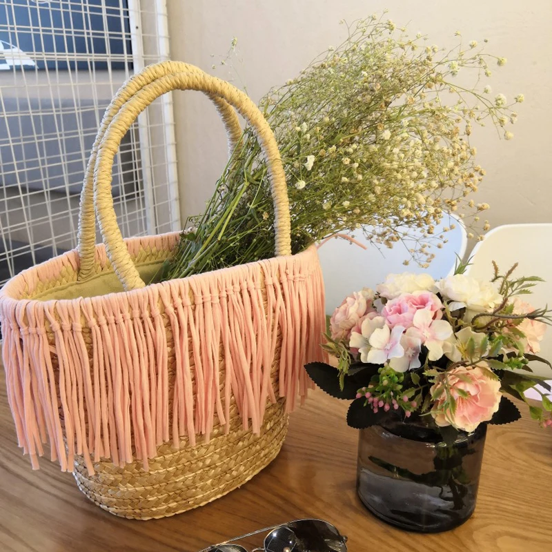 Tote Beach Bag For New Rattan Handle Woven Bag Straw Bag Leisure Vacation Women Luxury tassel Handbags Designer shopping basket
Tote Beach Bag For New Rattan Handle Woven Bag Straw Bag Leisure Vacation Women Luxury tassel Handbags Designer shopping basket