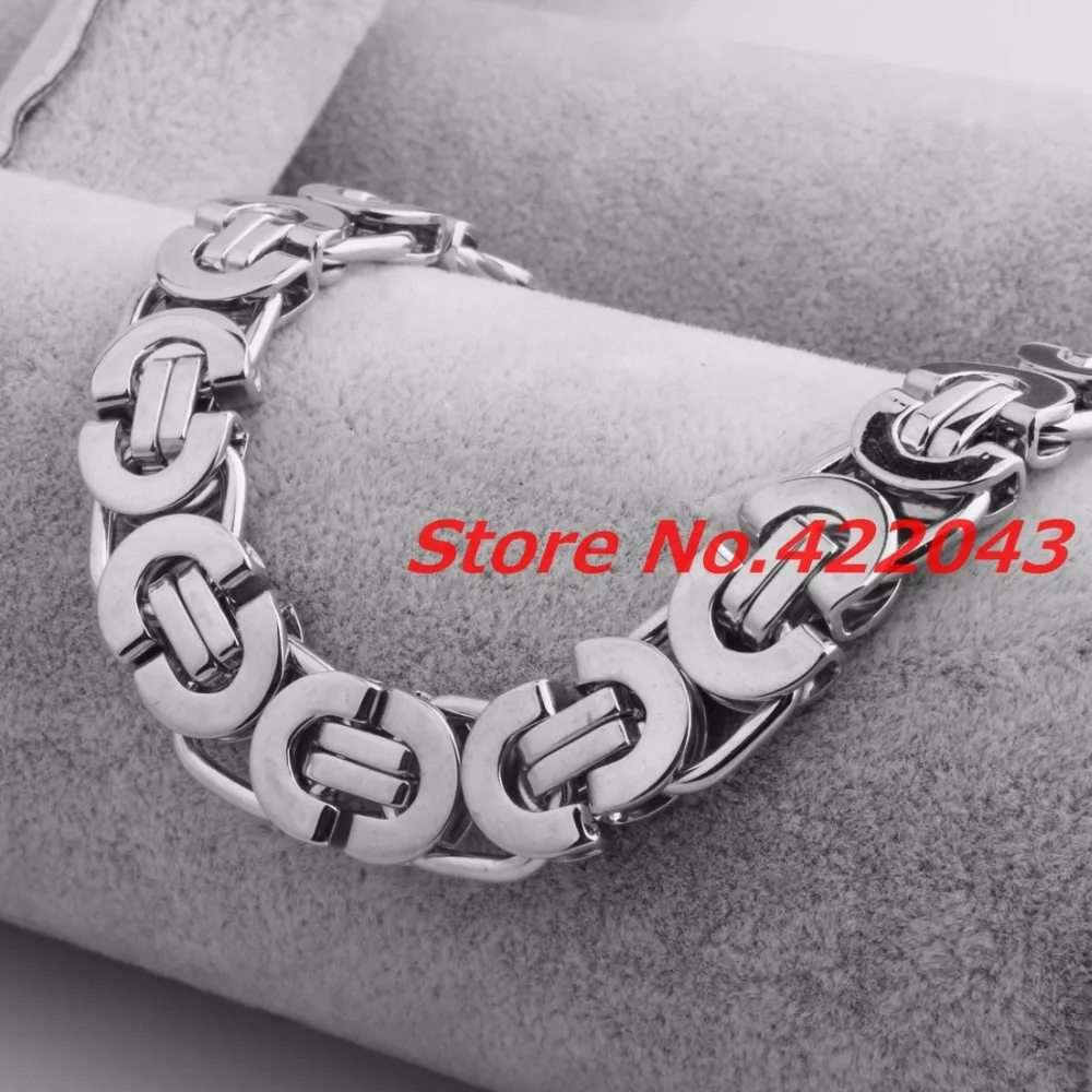 11mm Silver Stainless Steel Flat Byzantine Link Chain Necklace for Mens Jewelry 11mm Silver Stainless Steel Flat Byzantine Link Chain Necklace for Mens Jewelry