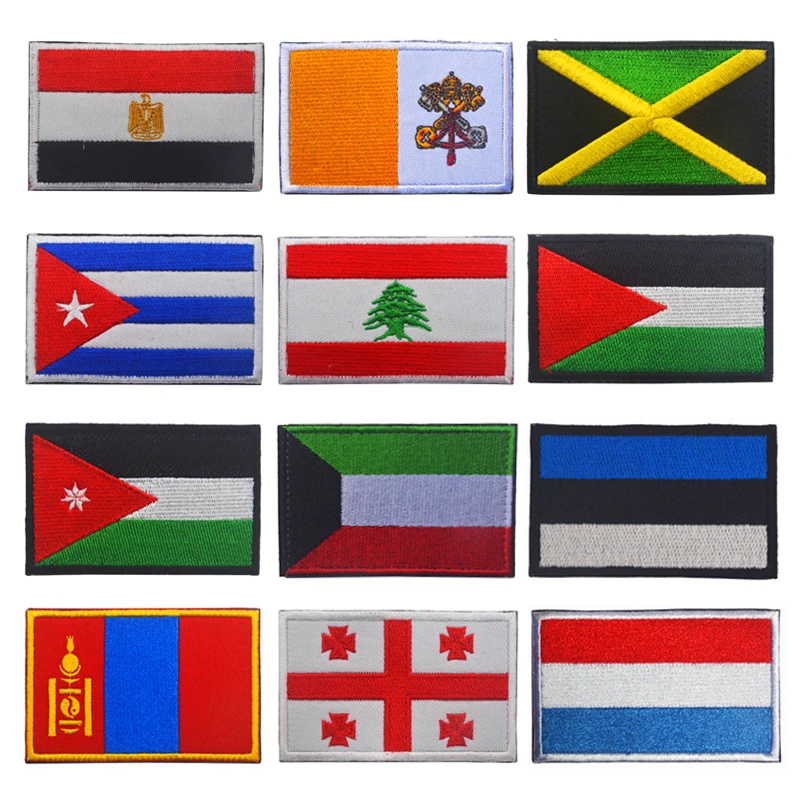 1PC 3D Embroidered Georgia Estonia Kuwait Cuba Jordan Jamaica Flag Patch Sew On Clothes Armband Backpack Sticker DIY Applique
1PC 3D Embroidered Georgia Estonia Kuwait Cuba Jordan Jamaica Flag Patch Sew On Clothes Armband Backpack Sticker DIY Applique