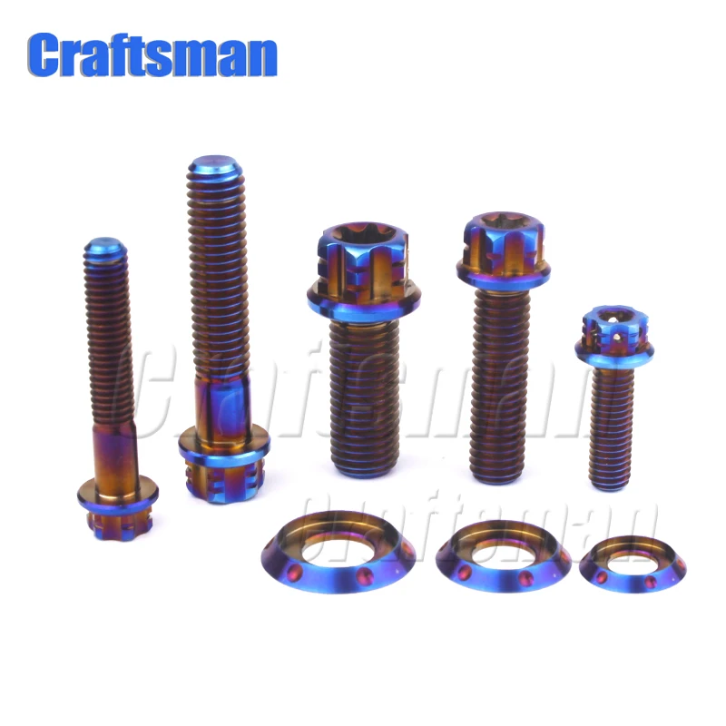 Ti Flange Screw Titanium Bolt for Motorcycle Modification Brake Calipers M6 M8 M10 x15-60mm Burned Blue Ti Bolts Torx Head 2pcs
Ti Flange Screw Titanium Bolt for Motorcycle Modification Brake Calipers M6 M8 M10 x15-60mm Burned Blue Ti Bolts Torx Head 2pcs