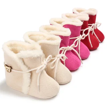 Winter toddler newborn girl boy with warm soft snow boots