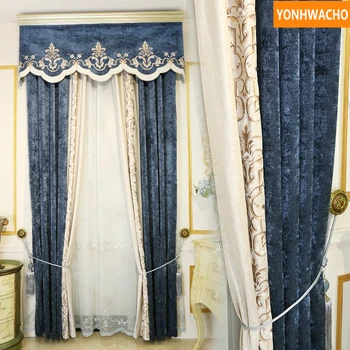 Custom curtains chenille velvet embroidered edge living room high-end blue white cloth blackout curtain tulle valance drape B325
Custom curtains chenille velvet embroidered edge living room high-end blue white cloth blackout curtain tulle valance drape B325