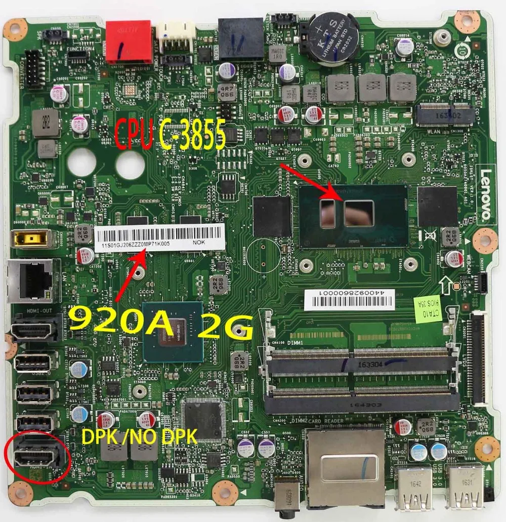 for Lenovo AIO300-23ISU Independent motherboard 920A 2G CPU C-3855 DPK/NO DPK FRU 00XG108
for Lenovo AIO300-23ISU Independent motherboard 920A 2G CPU C-3855 DPK/NO DPK FRU 00XG108