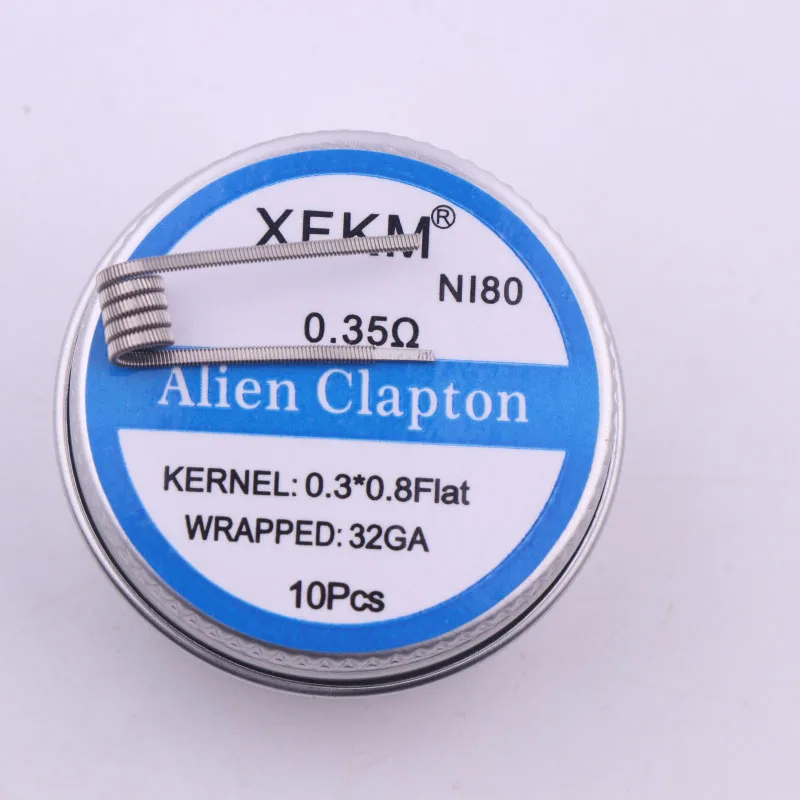 XFKM NI80 Alien Clapton Coil Flat Twisted Fused Clapton Quad Tiger Heating Wire Vape Resistance Premade Coil Prebuilt Coil