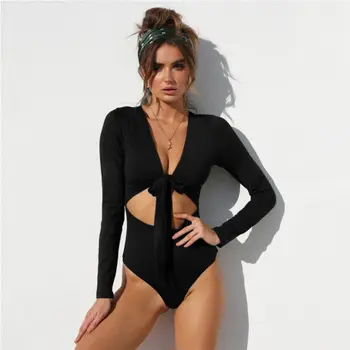 Women Bodysuit Leotard Top Romper Long Sleeve Solid Bodysuits V-neck Lace Up Jumpsuit Playsuit
Women Bodysuit Leotard Top Romper Long Sleeve Solid Bodysuits V-neck Lace Up Jumpsuit Playsuit