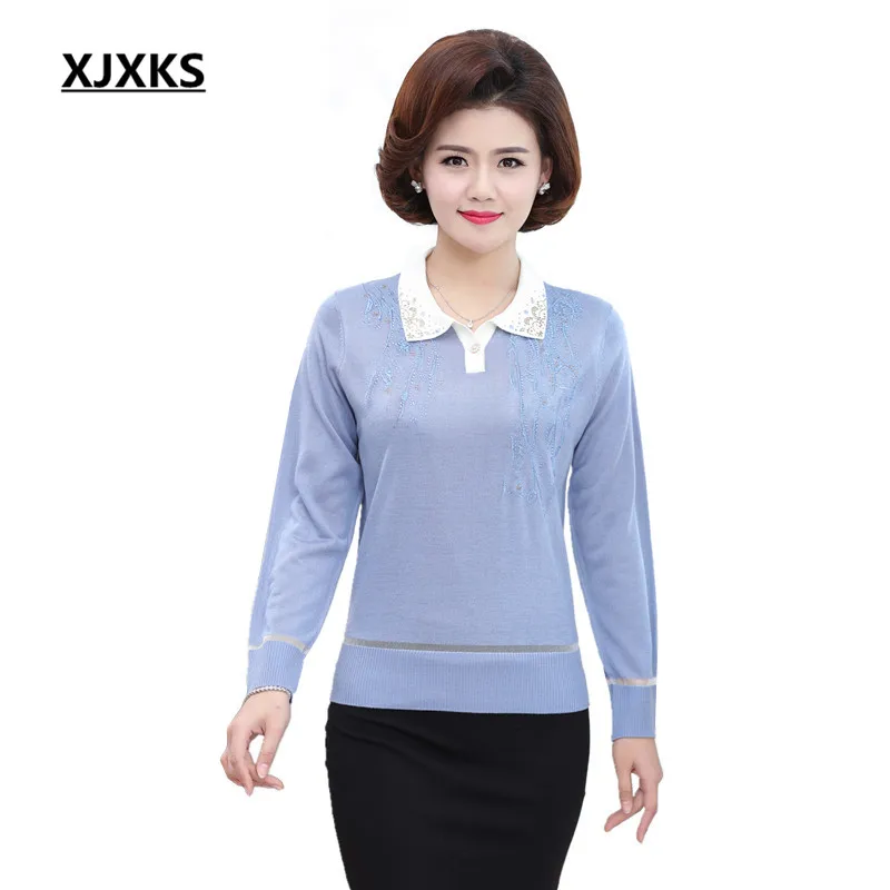XJXKS Autumn Women Elegant Turn-down Collar Loose Casual Knit Sweater Pullover Long Sleeve Spring Sweater Tops 8911
XJXKS Autumn Women Elegant Turn-down Collar Loose Casual Knit Sweater Pullover Long Sleeve Spring Sweater Tops 8911