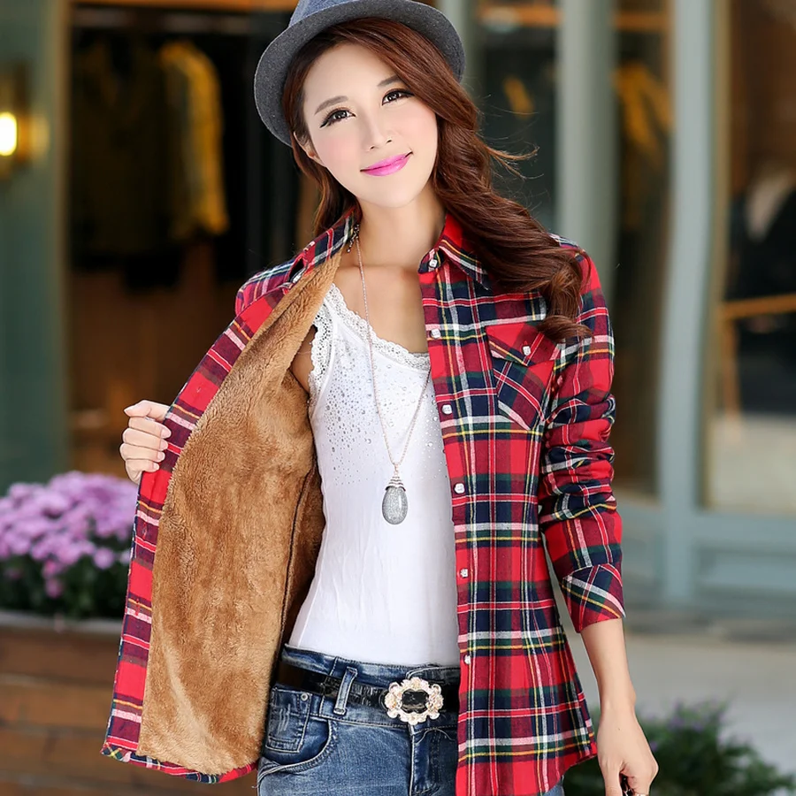 Office Ladies Tops Street Fashion Plaid Flannel Shirt Autumn Winter Long Sleeve Thick Warm Plus Size Women New Hot Cotton Blouse
Office Ladies Tops Street Fashion Plaid Flannel Shirt Autumn Winter Long Sleeve Thick Warm Plus Size Women New Hot Cotton Blouse