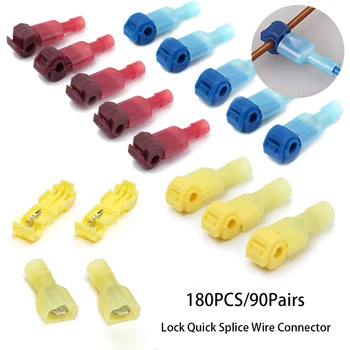 180PCS/90Pairs Male Spade & Lock Quick Splice Wire Connector Set Snap Fast Easy Lock Electrical Cable Crimp Terminal 22-10 AWG
180PCS/90Pairs Male Spade & Lock Quick Splice Wire Connector Set Snap Fast Easy Lock Electrical Cable Crimp Terminal 22-10 AWG