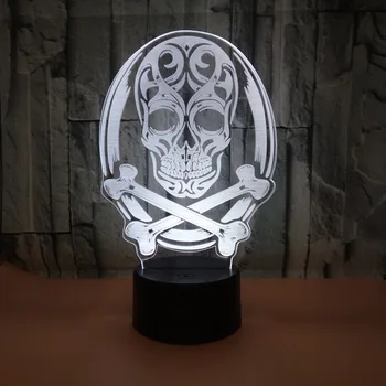 

Halloween Skull 3D Nightlight 7 color change baby room Kids Lamp Luminaria De Mesa Powerbank 3d Light Fixtures