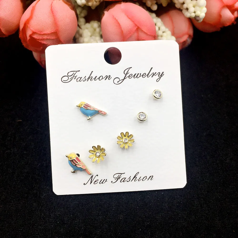 925 Silver Needle Handmade Enamel Cute Animal Bird Stud Earring Set Women Lady Fashiong Jewelry Flower Zircon Earrings
925 Silver Needle Handmade Enamel Cute Animal Bird Stud Earring Set Women Lady Fashiong Jewelry Flower Zircon Earrings