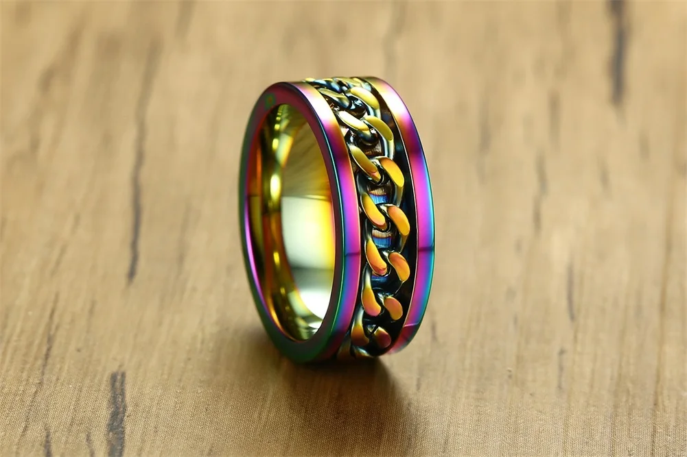 Cycolinks Rainbow Chain Spinner Ring