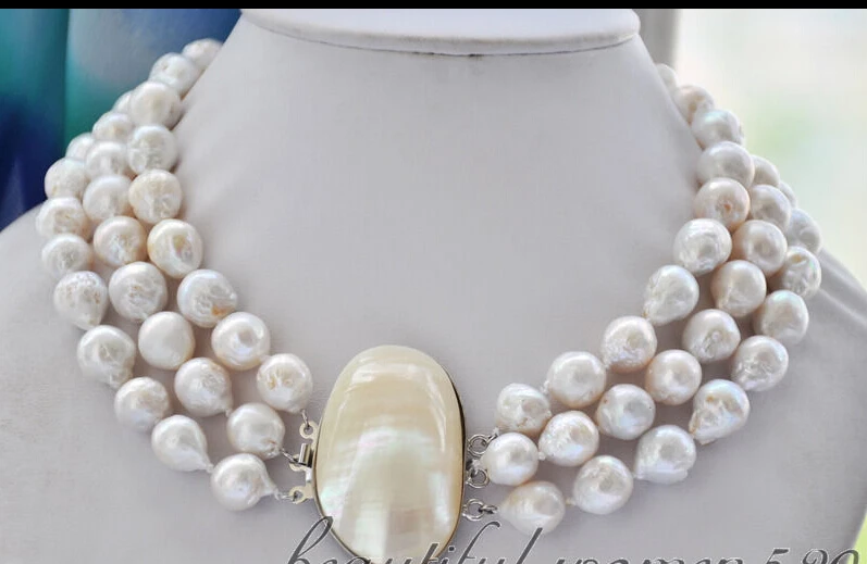 z6681 3strands 13mm white almost round keshi reborn Edison pearl necklace NEW
z6681 3strands 13mm white almost round keshi reborn Edison pearl necklace NEW