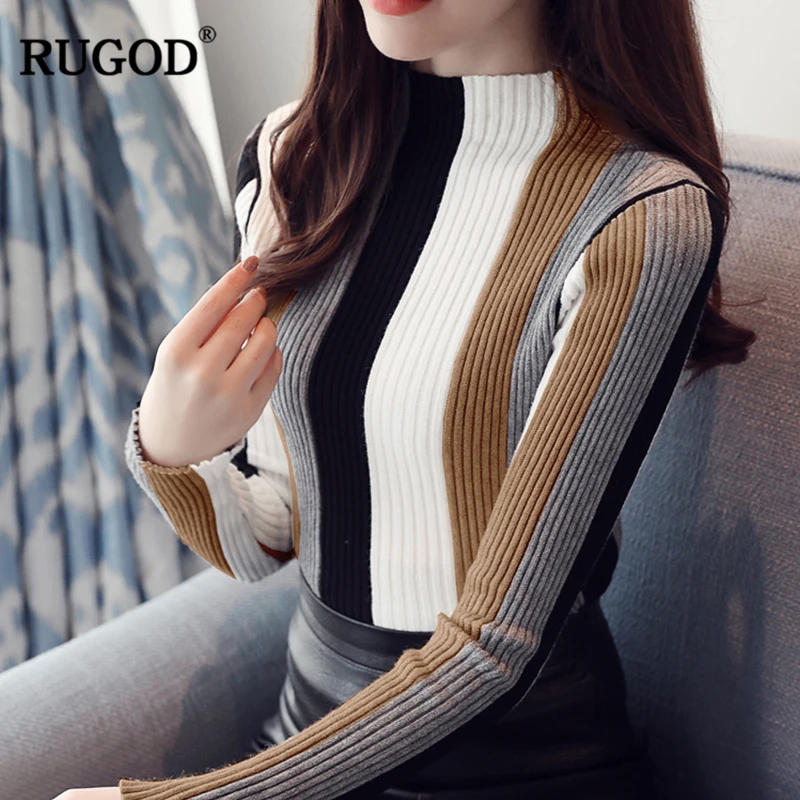 RUGOD 2018 Hot Sell Striped Sweater For Women Knitted Slim Long Sleeve Pullover Color Matching Fashionable jersey mujer invierno
RUGOD 2018 Hot Sell Striped Sweater For Women Knitted Slim Long Sleeve Pullover Color Matching Fashionable jersey mujer invierno