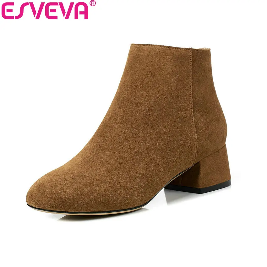 ESVEVA 2018 New Women Boots Black Synthetic/PU Cow Suede Square Toe Med Heel Ankle Boots Solid Fashion Ladies Boots Size 34-40 
ESVEVA 2018 New Women Boots Black Synthetic/PU Cow Suede Square Toe Med Heel Ankle Boots Solid Fashion Ladies Boots Size 34-40