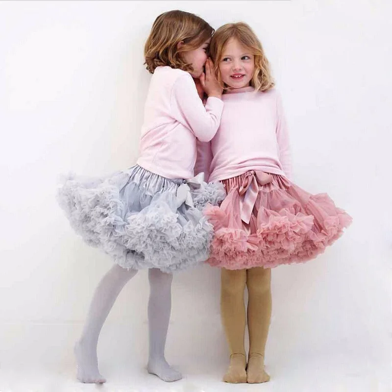 Image Buenos Ninos Girls Fluffy 2 18 Years Chiffon Pettiskirt Solid Colors tutu skirts girl Dance Skirt Christmas Tulle Petticoat