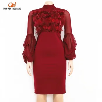 Christmas Dress 2019 Feather Mesh Long Arm Dress Women Knee Length Regular Fitness Bodycon Spring Summer Elegant Party Dress
Christmas Dress 2019 Feather Mesh Long Arm Dress Women Knee Length Regular Fitness Bodycon Spring Summer Elegant Party Dress