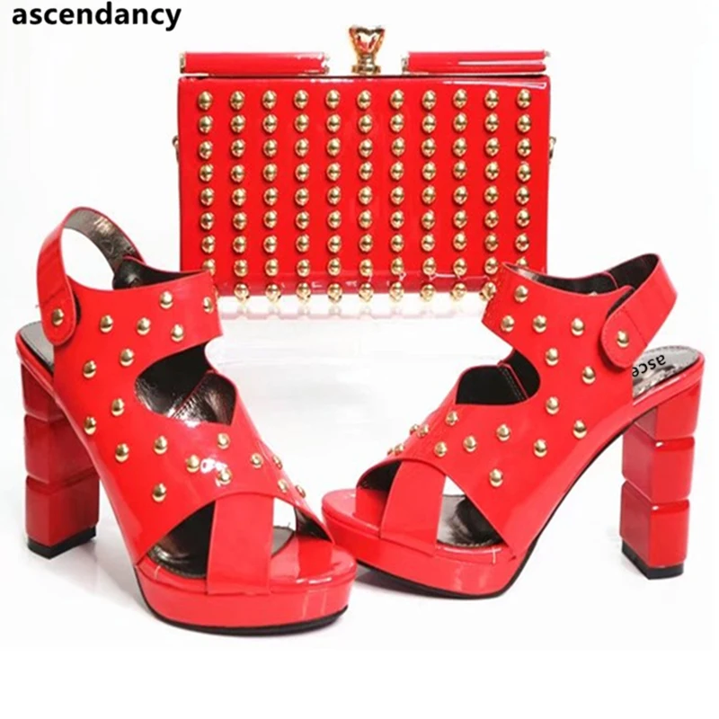 New Arrival Buckle Strap Rivet Slingbacks Shoes and Bags Sets Women Wedding Party Peep Toe Pumps High Heel Shoes & Bag Matching
New Arrival Buckle Strap Rivet Slingbacks Shoes and Bags Sets Women Wedding Party Peep Toe Pumps High Heel Shoes & Bag Matching