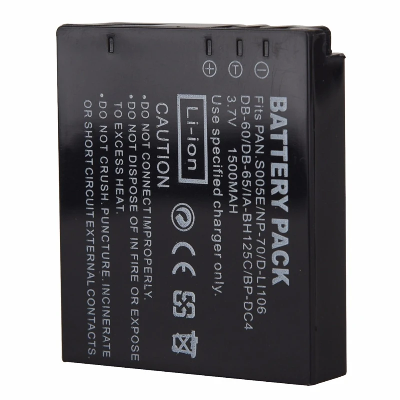 1pc 1500mAh DB-60 S005 FNP70 Replacement Battery for CGA-S005 CGA-S005A CGA-S005E/1B CGA-S005E DMW-BCC12 CGA-S005A/1B RICOH BJ-6
1pc 1500mAh DB-60 S005 FNP70 Replacement Battery for CGA-S005 CGA-S005A CGA-S005E/1B CGA-S005E DMW-BCC12 CGA-S005A/1B RICOH BJ-6