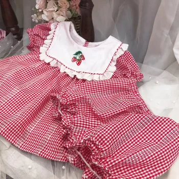 summer baby girls clothing set red white plaid embroidered strawberry pattern sweet baby clothes set
summer baby girls clothing set red white plaid embroidered strawberry pattern sweet baby clothes set