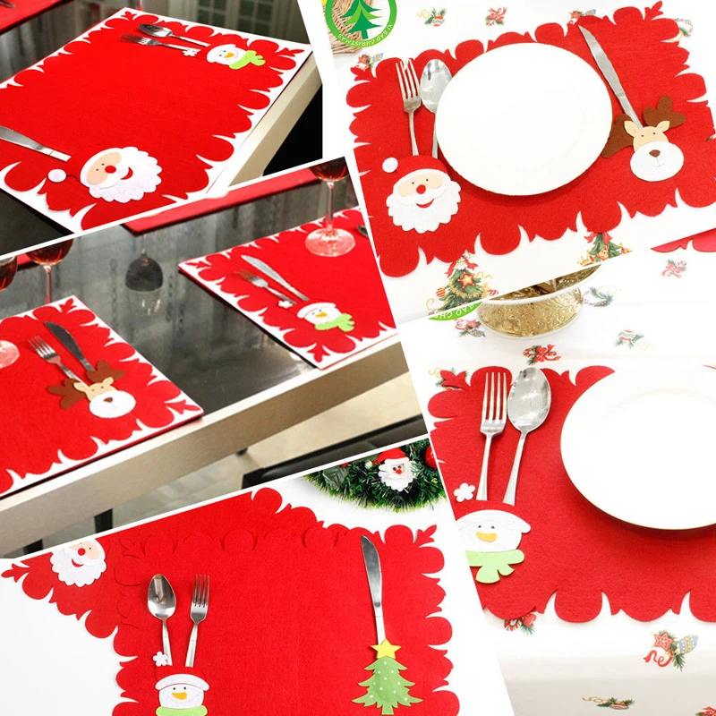 2018 New Christmas New Year Exquisite Table Placemat Pad Non-woven Fabric Table Mat 3 Styles