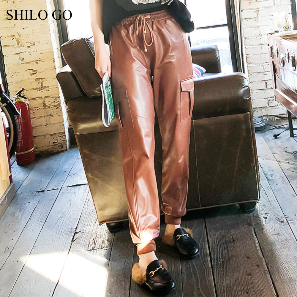 SHILO GO Leather Pants Womens Spring England sheepskin genuine leather Pants tie stretch high waist Casual loose brown pants
SHILO GO Leather Pants Womens Spring England sheepskin genuine leather Pants tie stretch high waist Casual loose brown pants