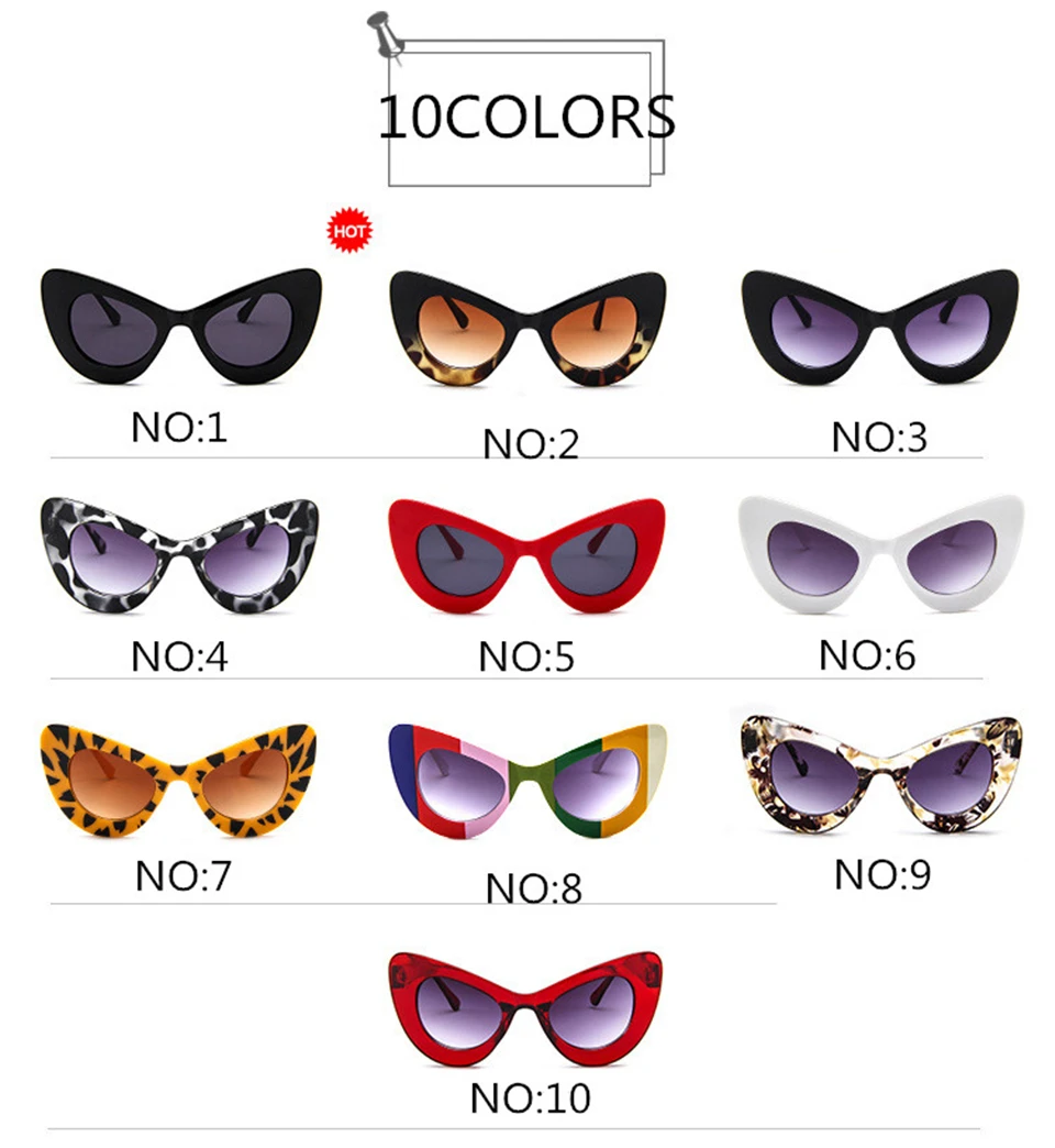 ALIKIAI NEW fashion Cat Eye Sunglasses lady old fashioned Sunglasses wide frame glasses designer sexy girl glasses oculos de sol UV400 (7)