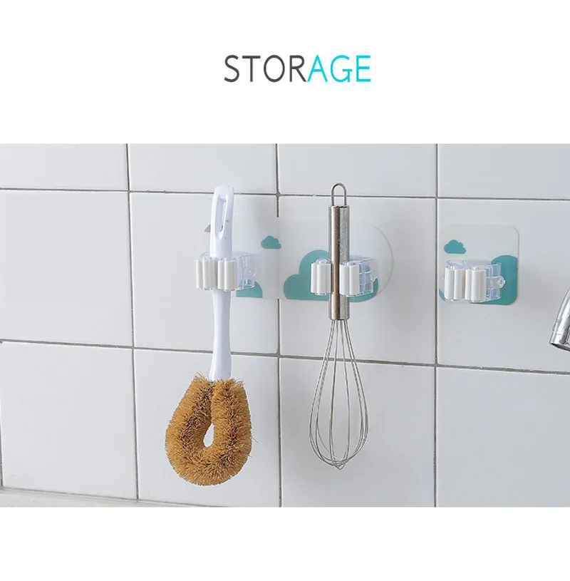 Wall Mounted Mop Organizer Holder Brush Broom Hanger Storage Rack Kitchen Tool Wall Housekeeper Random Colorful 17.87cm (13)