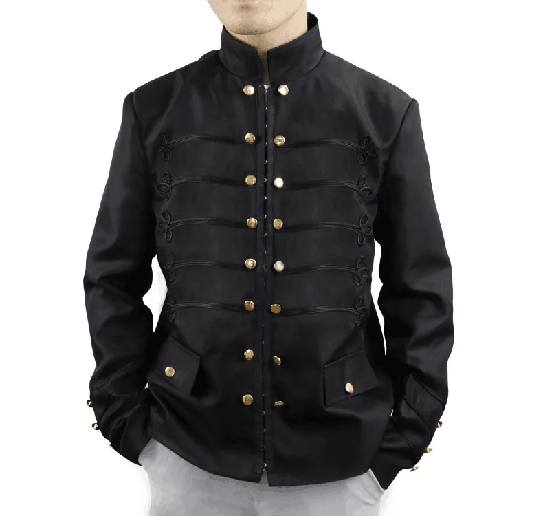 Фото Мужской винтажный кардиган черный хлопковый в стиле милитари с - купить