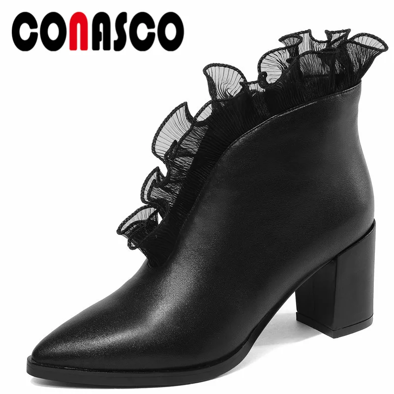 CONASCO Fashion Women Ankle Boots Ruffles Elegant Office Basic Boots Genuine Leather Autumn Winter Warm High Heels Shoes Woman
CONASCO Fashion Women Ankle Boots Ruffles Elegant Office Basic Boots Genuine Leather Autumn Winter Warm High Heels Shoes Woman