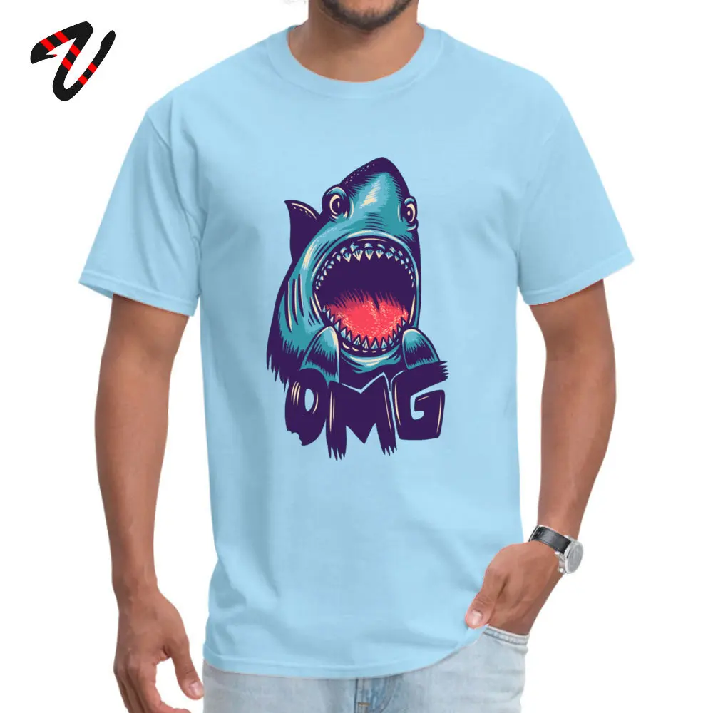 New Design shark Europe T Shirts Crew Neck Pure Cotton Adult Tops T Shirt Short Sleeve NEW YEAR DAY Europe Tee-Shirts shark 14509 light