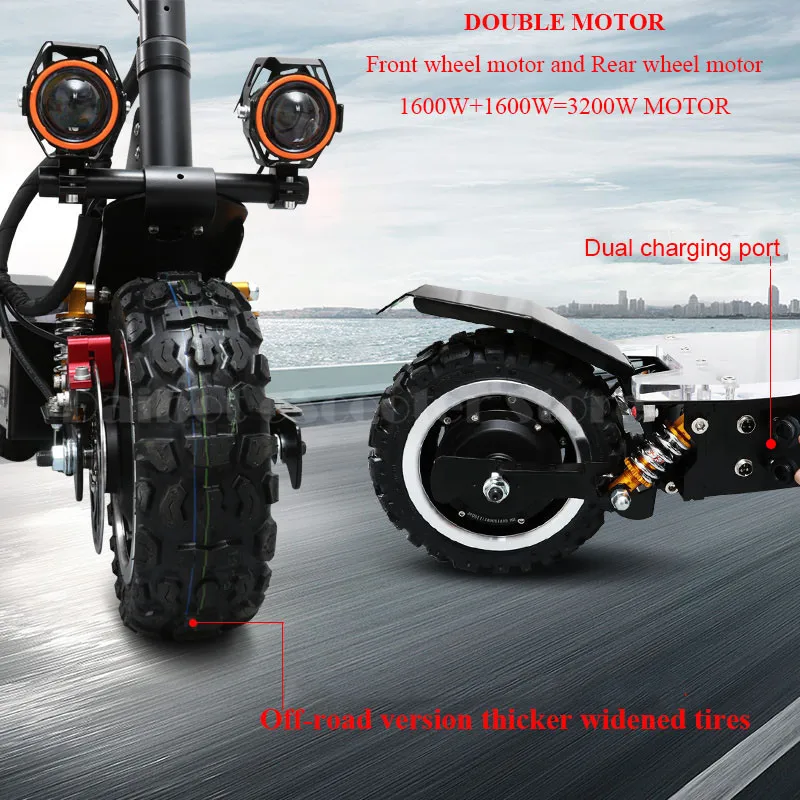 60V 3200W Powerful Electric Scooter 11'' Off Road Waterproof Foldable Adult Electric Scooter Motor Electric Skateboard (39)