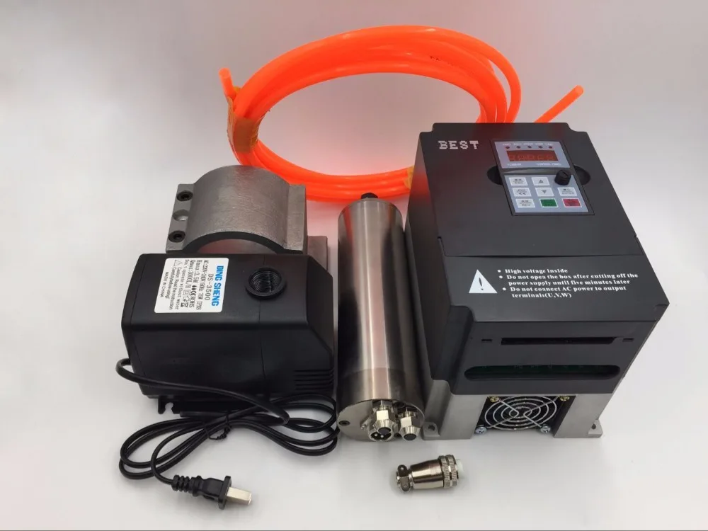 1.5KW водяное охлаждение мотор шпинделя ER11 24000 об/мин и 2.2KW VFD инвертор AC220V & водяной