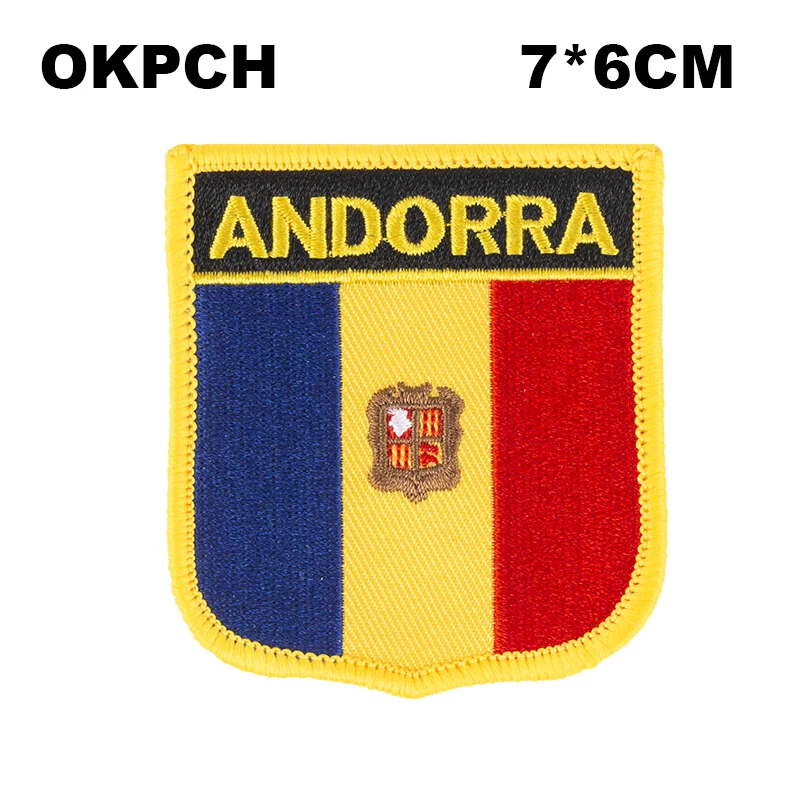 Andorra Shield Shape Iron-on Flag Patch Embroidered Saw on Badges Patches for Clothing PT0014-S
Andorra Shield Shape Iron-on Flag Patch Embroidered Saw on Badges Patches for Clothing PT0014-S