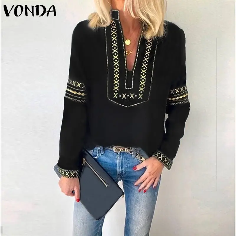 VONDA Plus Size Women Tops 2019 Autumn Long Sleeve Blouse Female Sexy V Neck OL Shirts Vintage Print Blusas Casual Party Top
VONDA Plus Size Women Tops 2019 Autumn Long Sleeve Blouse Female Sexy V Neck OL Shirts Vintage Print Blusas Casual Party Top