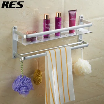 KES 16-Inch Bathroom Shelf with Rail Towel Bar and 5 Hooks Aluminum Heavy Duty Shower Shelving Rectangular Wall Mount
KES 16-Inch Bathroom Shelf with Rail Towel Bar and 5 Hooks Aluminum Heavy Duty Shower Shelving Rectangular Wall Mount