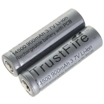 

2pcs/lot TrustFire Protected 14500 3.7V 900mAh Rechargeable Battery Lithium Batteries with PCB For Flashlights Torch