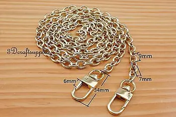 Purse chain metal shoulder chain cross body strap chain light gold 120 cm CF33 
Purse chain metal shoulder chain cross body strap chain light gold 120 cm CF33