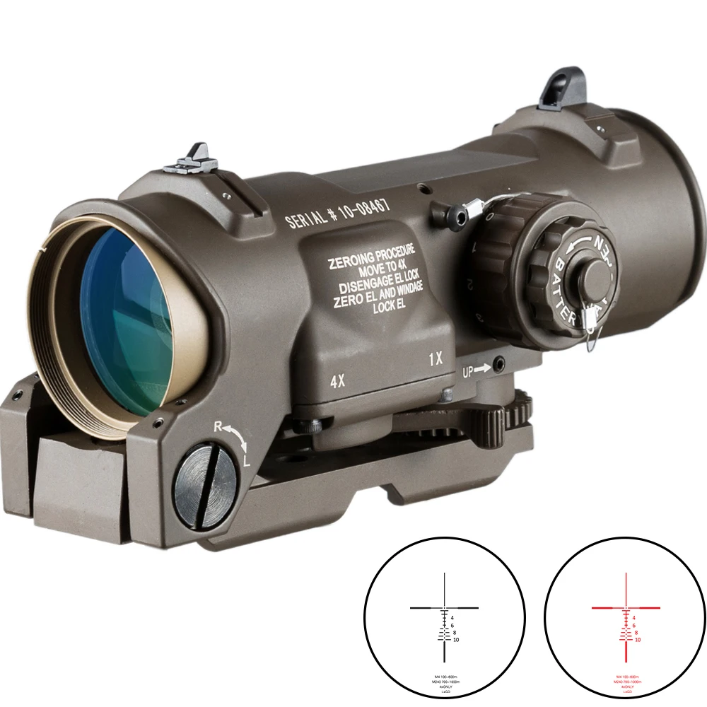 Tactical Rifle Scope 1x-4x Fixed Dual Purpose optical sight Red illuminated Red Dot Sight for Rifle Hunting Shooting DE color
Tactical Rifle Scope 1x-4x Fixed Dual Purpose optical sight Red illuminated Red Dot Sight for Rifle Hunting Shooting DE color
