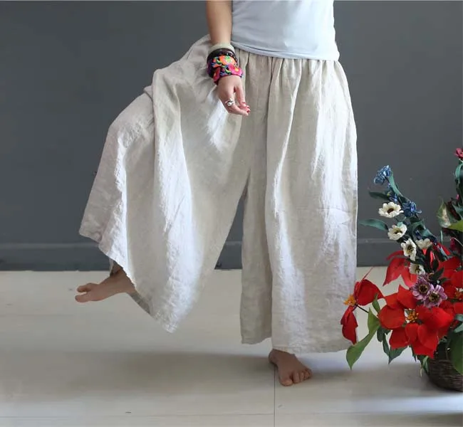 Summer Linen Trousers For Women Elastic High Waist Fashion Female Wide Leg Pants Loose Plus Size Culottes Causal Capris Pants
Summer Linen Trousers For Women Elastic High Waist Fashion Female Wide Leg Pants Loose Plus Size Culottes Causal Capris Pants