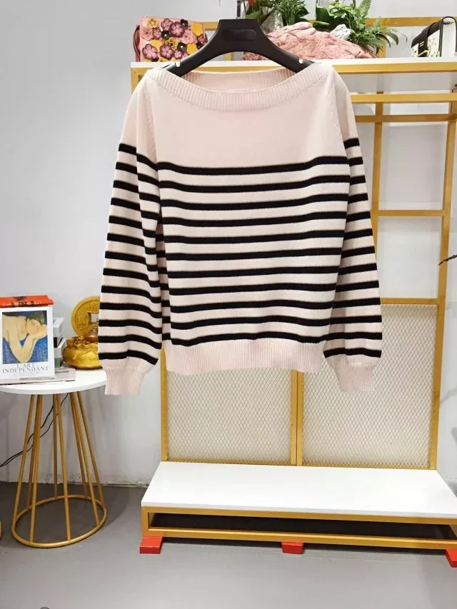 2019 New Sweater For Women Striped Slash Neck Loose Cotton Knitting Tops Pull Femme
2019 New Sweater For Women Striped Slash Neck Loose Cotton Knitting Tops Pull Femme