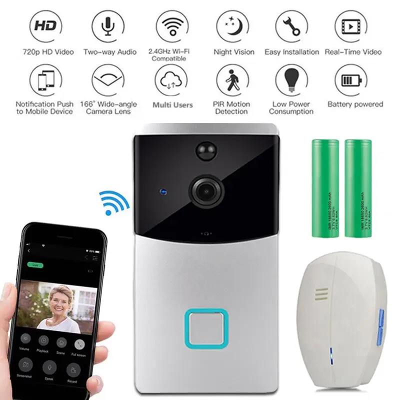WiFi Smart Wireless Security DoorBell HD 720P Visual Intercom Recording Video Door Phone Remote Home Monitoring Night Vision
WiFi Smart Wireless Security DoorBell HD 720P Visual Intercom Recording Video Door Phone Remote Home Monitoring Night Vision