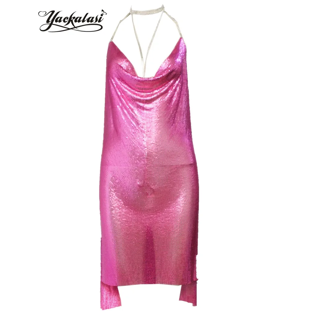 YACKALASI Club Women Party Dress Pink Metal Mesh Kendall Jenner Spaghetti Strap Sheath Hollow Out Spark Diamond Halter
YACKALASI Club Women Party Dress Pink Metal Mesh Kendall Jenner Spaghetti Strap Sheath Hollow Out Spark Diamond Halter