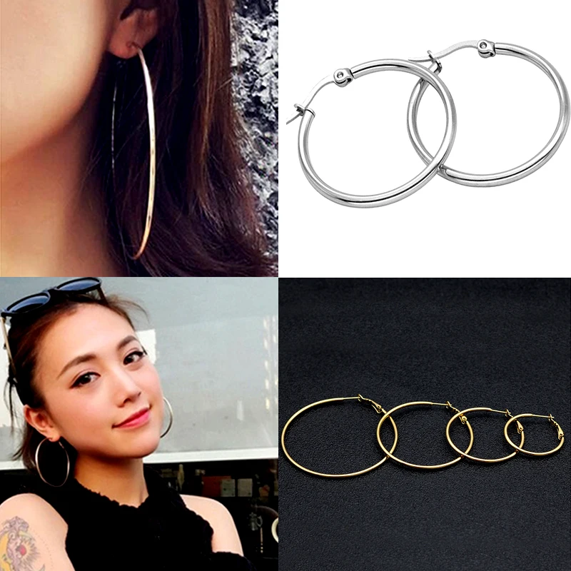 Simple 1Pair Golden Silvery Punk Earrings Big Circle Round Smooth Exaggeration Personality For Women Girls Fashion Jewelry Gift
Simple 1Pair Golden Silvery Punk Earrings Big Circle Round Smooth Exaggeration Personality For Women Girls Fashion Jewelry Gift