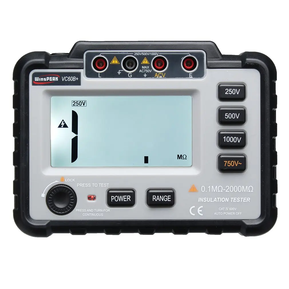 VC60B + Digital Insulation Resistance Tester Earth Ground Meter Megger Megohmmeter Portable Volt Voltmeter Multimeter
VC60B + Digital Insulation Resistance Tester Earth Ground Meter Megger Megohmmeter Portable Volt Voltmeter Multimeter