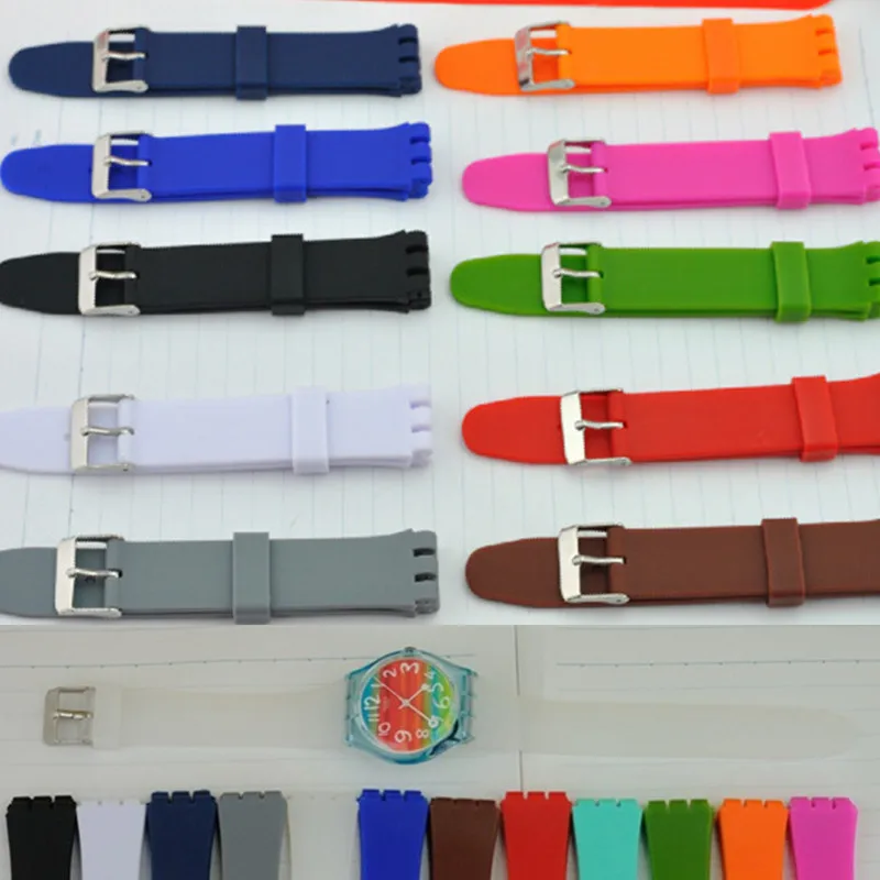 High Quality Black Orange Navy 12mm 17mm 19mm Silicone Rubber Watchband For Swatch Colorful Rubber strap Stainless Steel Buckle
High Quality Black Orange Navy 12mm 17mm 19mm Silicone Rubber Watchband For Swatch Colorful Rubber strap Stainless Steel Buckle