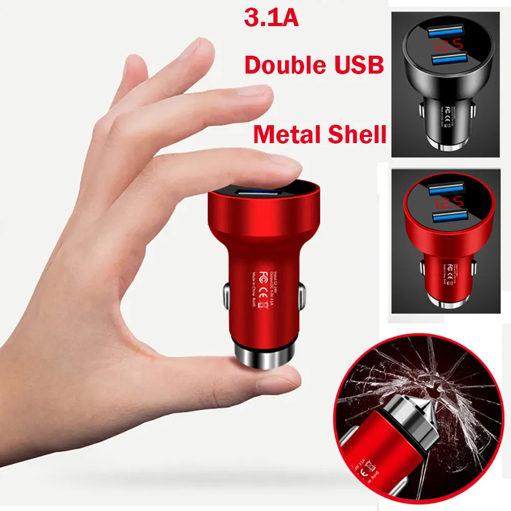 3.1A Dual USB Car Charger 2 Port LCD Display 12-24V Cigarette Socket Lighter For Iphone 6s 6 plus SE for Samsung S6 S5 S4 mobile
3.1A Dual USB Car Charger 2 Port LCD Display 12-24V Cigarette Socket Lighter For Iphone 6s 6 plus SE for Samsung S6 S5 S4 mobile
