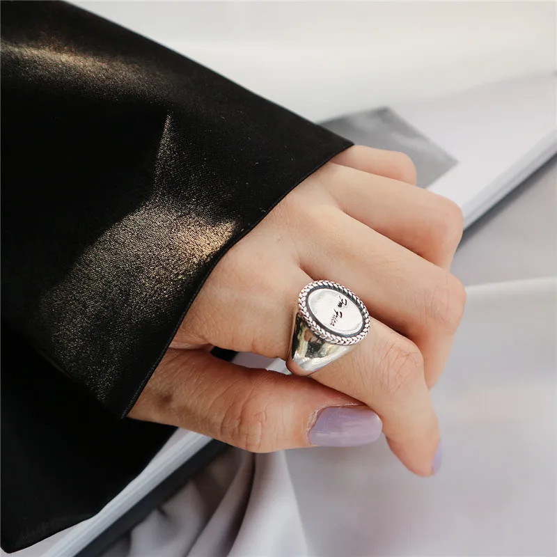 Real 925 Sterling Silver Vintage Minimalist Round Disc Letters Adjustable Ring Fine Jewelry For Fashion Women Party Gift 54351
Real 925 Sterling Silver Vintage Minimalist Round Disc Letters Adjustable Ring Fine Jewelry For Fashion Women Party Gift 54351