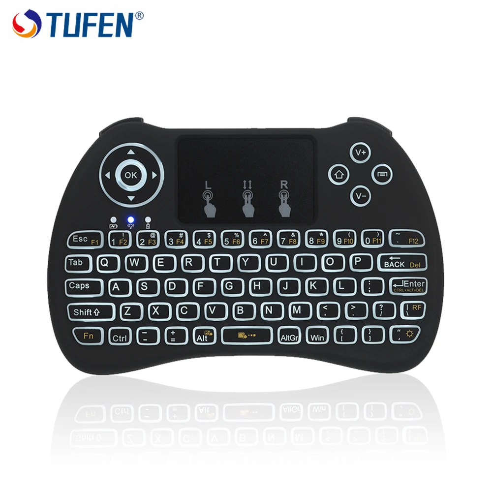 

H9 Mini Hand-held 2.4GHz Wireless QWERTY Keyboard Remote Controller Air Mouse Combo for Desktop Laptop with USB Backlit for PC