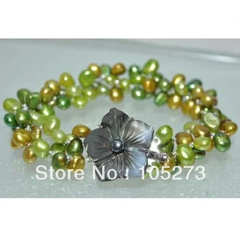 8'' Pearl Bracelet AA 4-5MM 2Rows Green Genuine Freshwater Pearl Bracelet Cameo Flower Clasp Top Quality Wholesale Free Shipping
8'' Pearl Bracelet AA 4-5MM 2Rows Green Genuine Freshwater Pearl Bracelet Cameo Flower Clasp Top Quality Wholesale Free Shipping