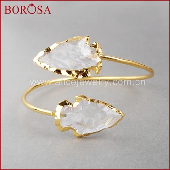 BOROSA 5PCS Gold Color Rough Natural White Quartz Crystal Druzy Bangle Jewelry Fashion Druzy Bracelet for Lady G0528
BOROSA 5PCS Gold Color Rough Natural White Quartz Crystal Druzy Bangle Jewelry Fashion Druzy Bracelet for Lady G0528